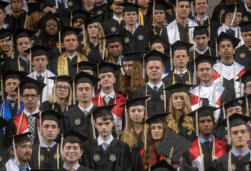 A crowd of students during the GT commencement ceremony.